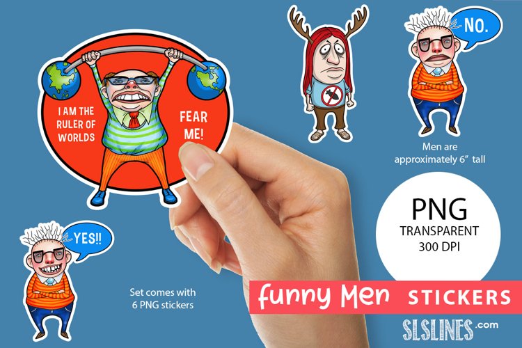 Funny Men Sticker Set PNG example image 1