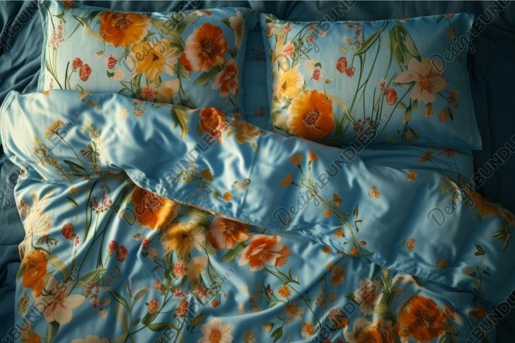 Delicate Bedding silk topview. Generate Ai example image 1