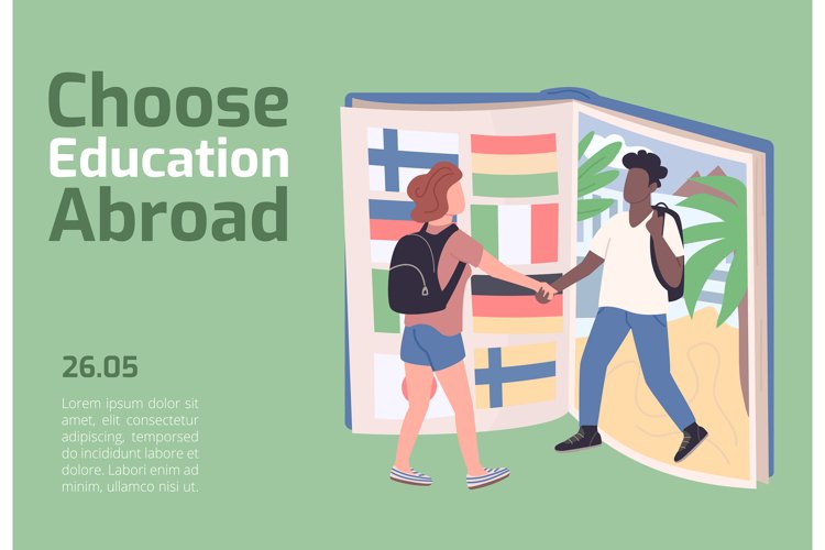 Choose education abroad banner flat vector template example image 1