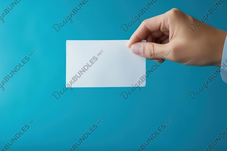 Hand Holding a Blank Business Card example image 1