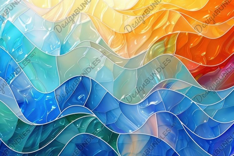 Stained Glass Colorful Wavy Abstract Background Wallpaper