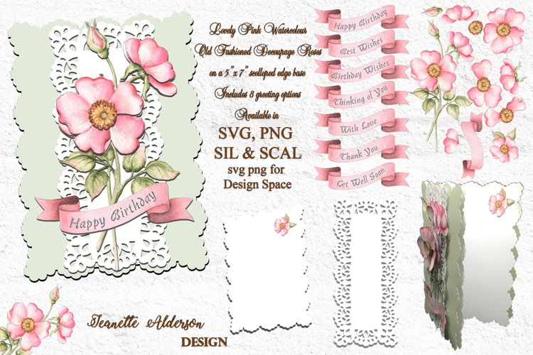 Rose digital SVG PNG print and cut decoupage cutting file example image 1
