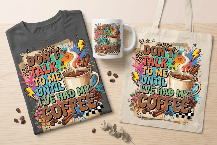 Don't Talk to Me Until I've Had My Coffee PNG Quote Design
