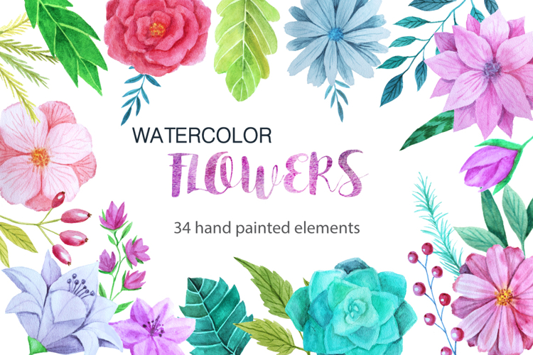Watercolor Flower Pack