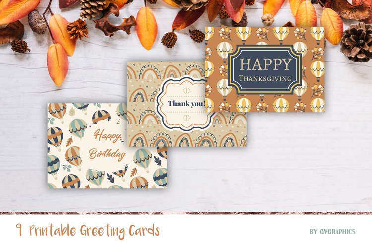 9 Fall Greeting Cards, Printable Thanksgiving Cards example image 1