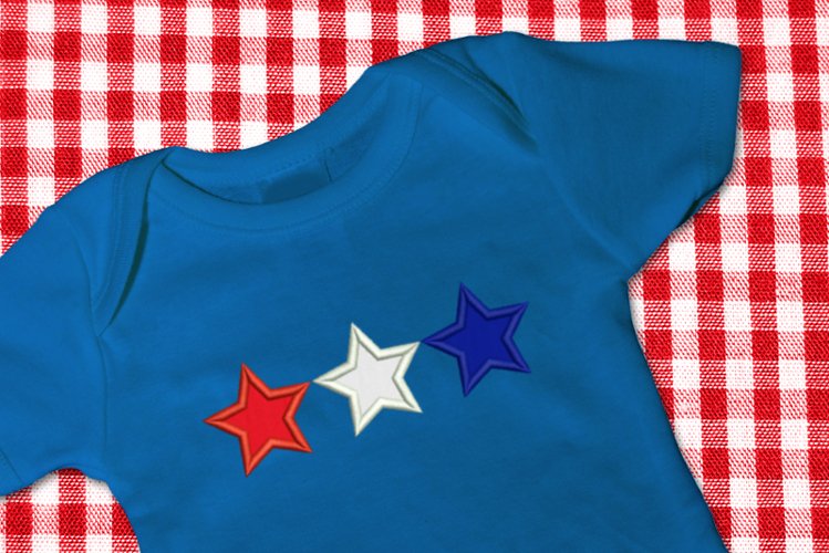 Star Trio Applique Embroidery Design