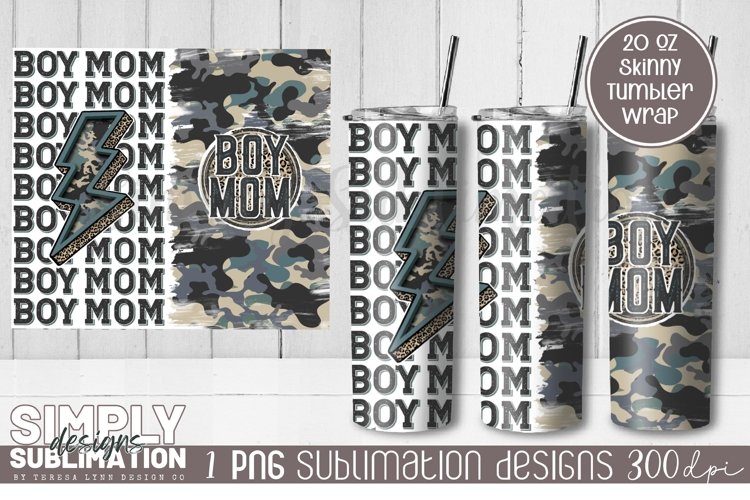 Boy Mom Camo Sublimation Tumbler Wrap Png