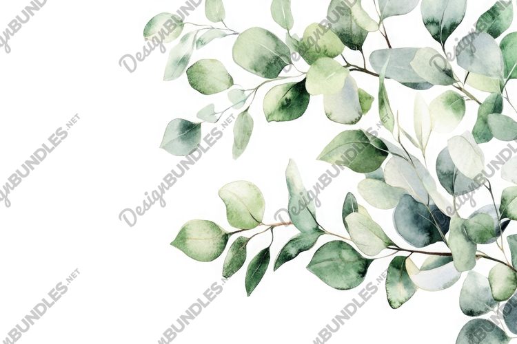Watercolor Eucalyptus Leaves Background Wallpaper
