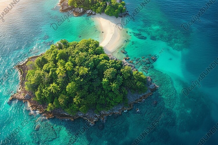 Aerial view turquoise ocean. Summer background. High photo example image 1