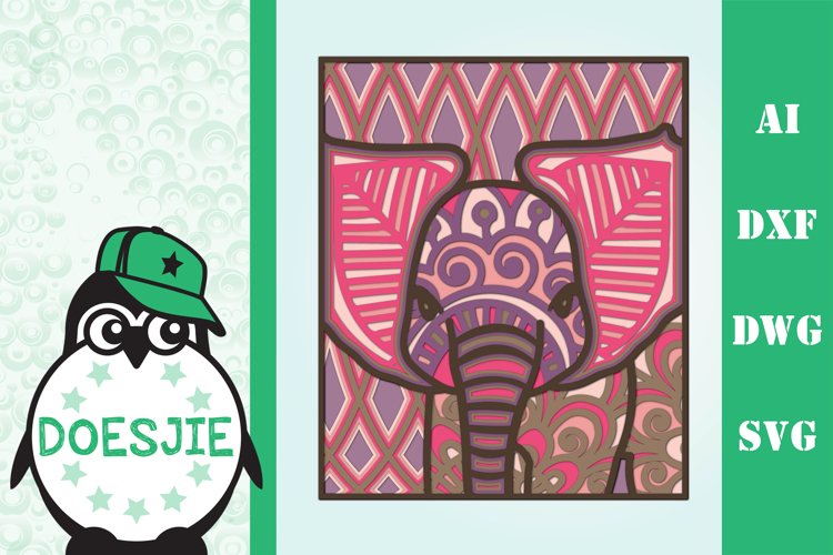 3D mandala Elephant / multi layer elephant example image 1