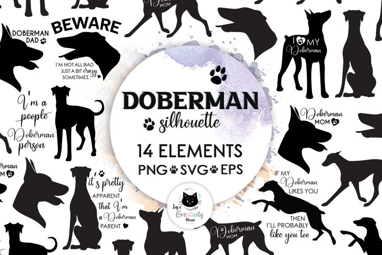 Doberman Silhouette Dog SVG Cut Files | Dog Mom Cricut Files example image 1