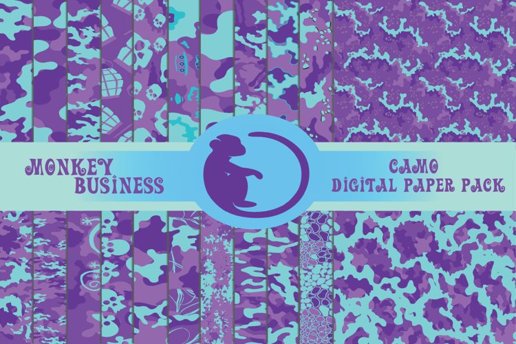 Purple camo digital papers, Scrapbook papers, Printable example image 1