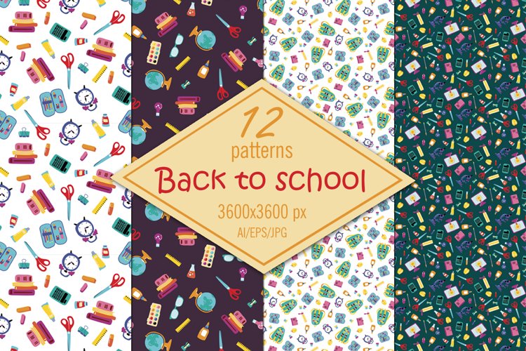 Back to school digital paper /seamless patterns