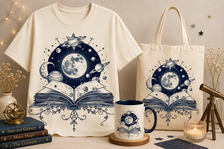 Space Book PNG | Celestial Planets, Moon & Galaxy Clipart example image 1