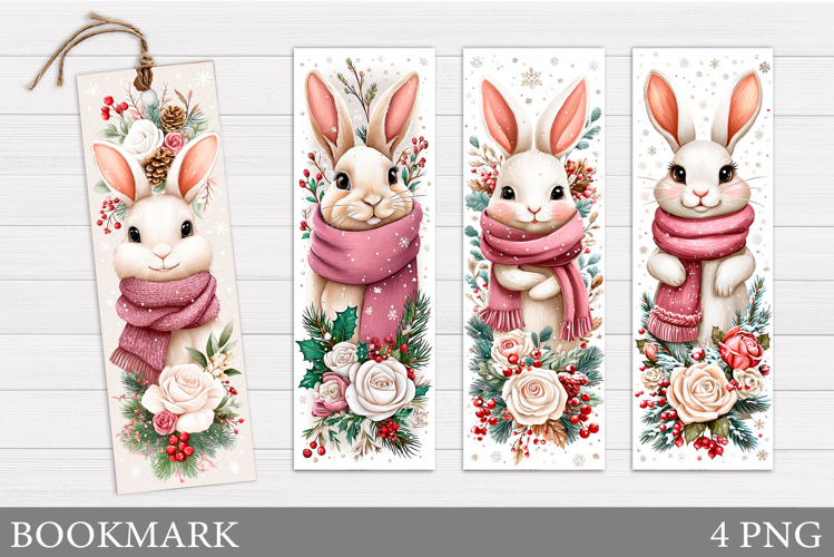 Christmas Bunny Bookmark. Christmas Bookmark Sublimation