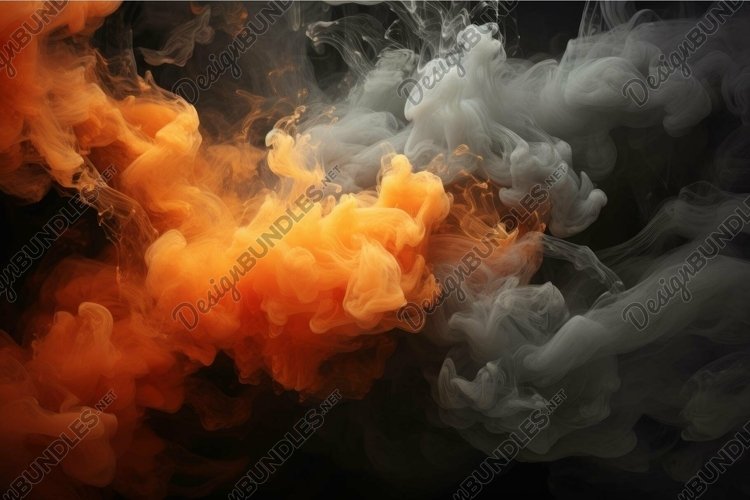 Abstract smoke art with orange and white hues