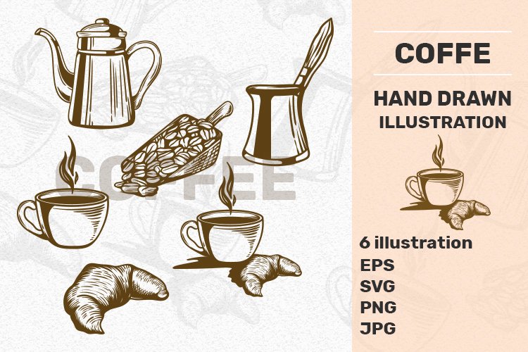 6 Hand Drawn Vintage Coffe illustration example image 1