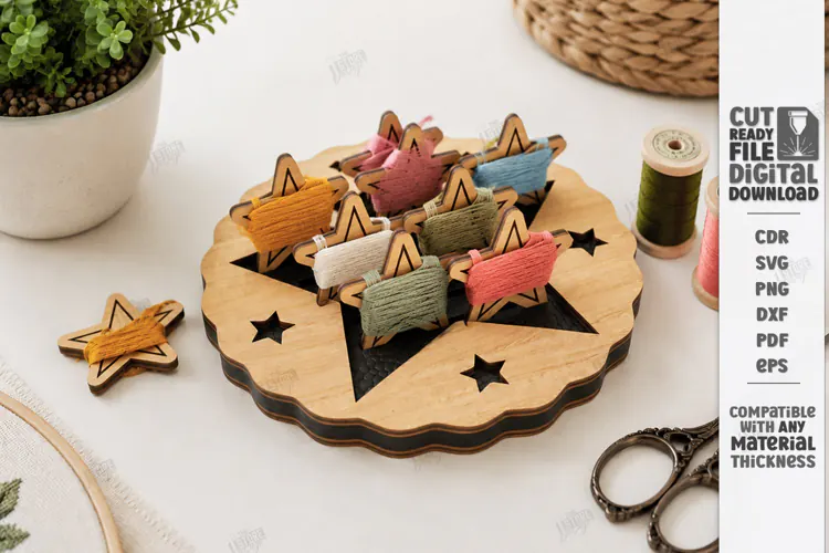 Embroidery Floss Organizer Stand Laser Cut | Bobbin Tray SVG