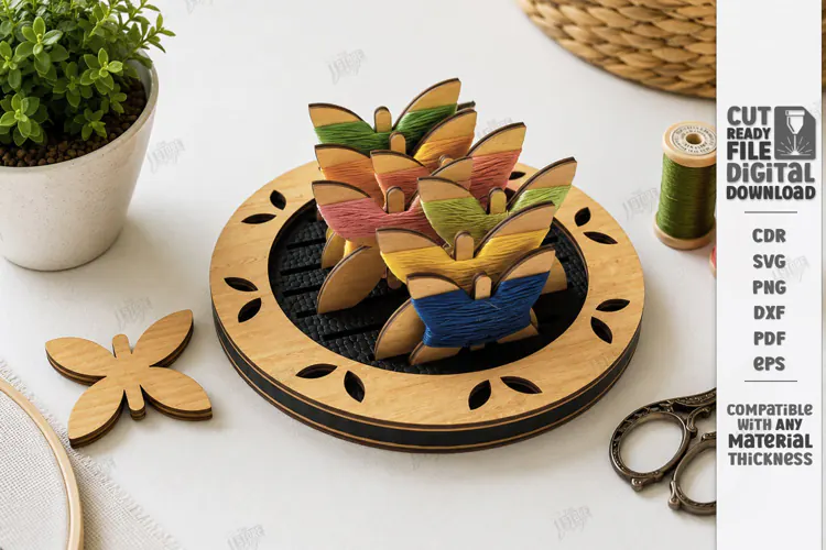 Embroidery Floss Organizer Stand Laser Cut | Bobbin Tray SVG