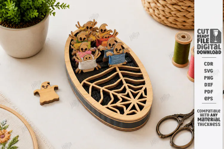 Embroidery Floss Organizer Stand Laser Cut | Bobbin Tray SVG