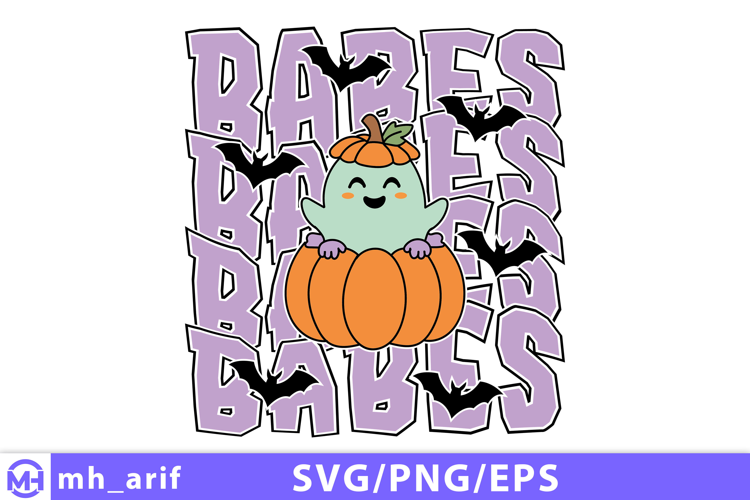 Babes Halloween Ghost Pumpkin SVG T-shirt Design