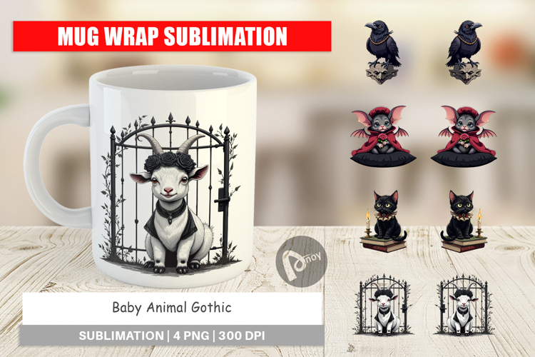 Mug Wrap Gothic Baby Animals
