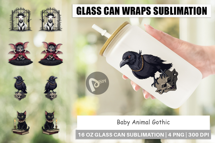 Glass Can Gothic Baby Animals