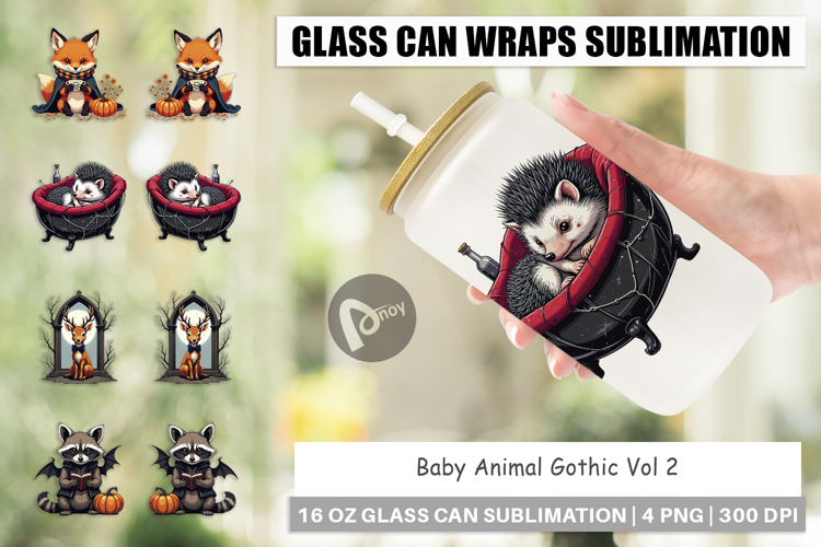 Glass Can Gothic Baby Animals