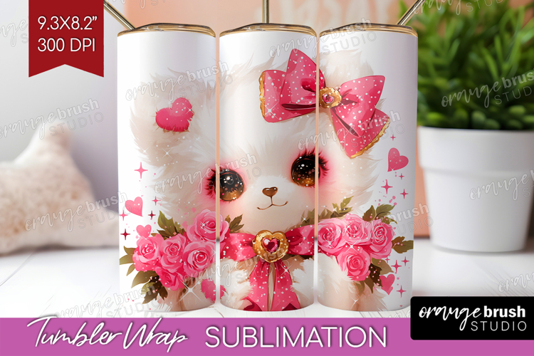 Baby Bear Valentine Tumbler Wrap Cute Valentines Day Tumbler