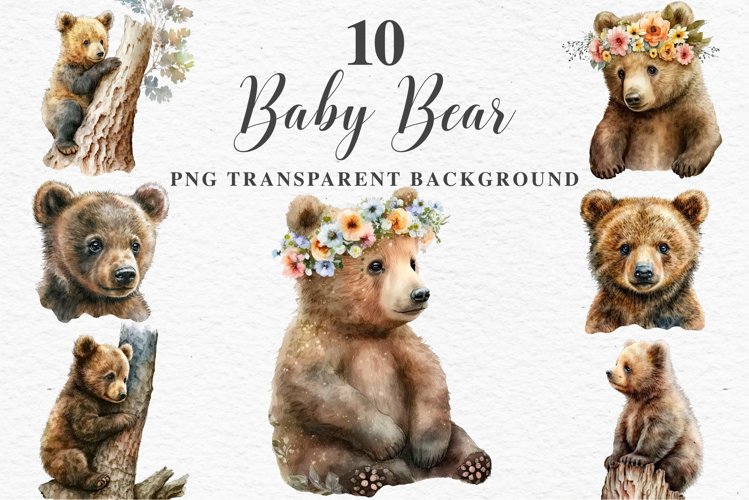 Baby Bear Forest Animals Clipart PNG Scrapbooking Nursery