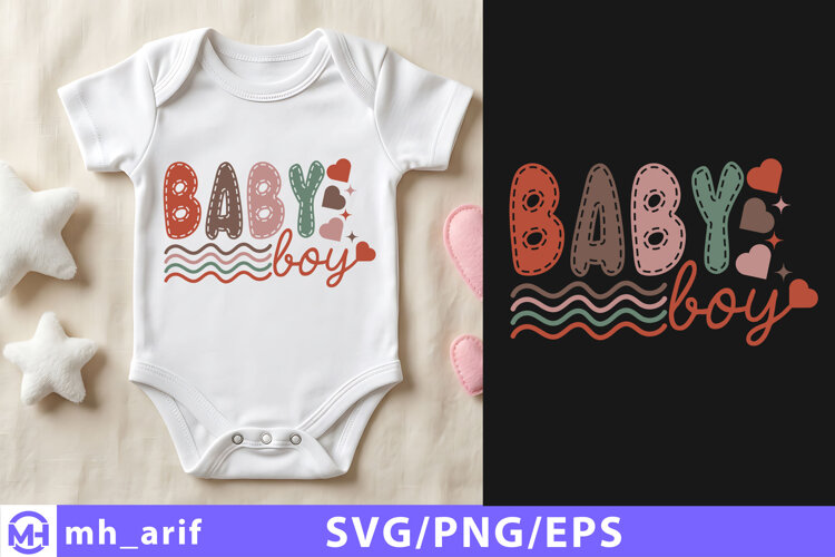Baby Boy Newborn SVG PNG T Shirt Design example image 1