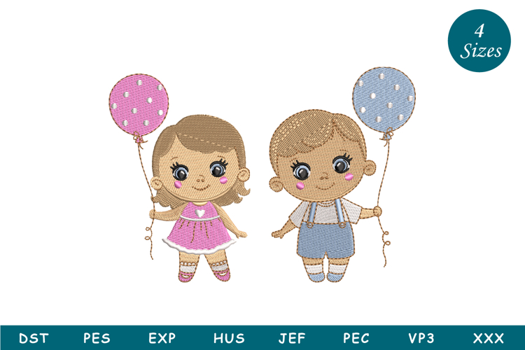 Baby Boy And Baby Girl Embroidery Design