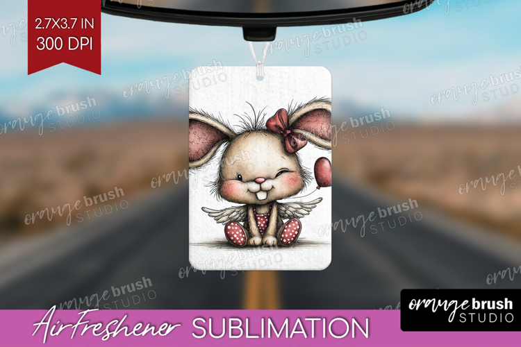 Baby Bunny Valentine Air Freshener PNG Whimsical Animal PNG