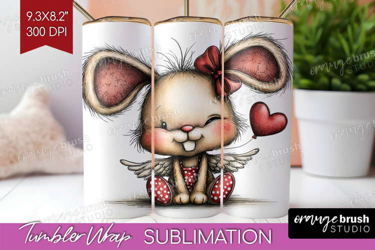 Baby Bunny Valentine Tumbler Wrap Whimsical Animal Tumbler