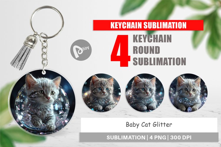 Keychain Baby Cat Glitter