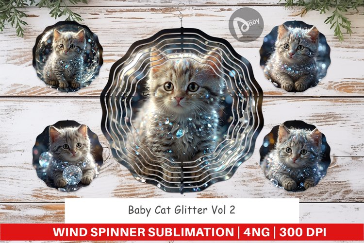 Wind Spinner Baby Cat Glitter