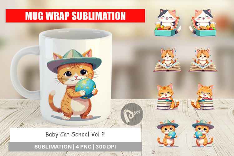 Mug Wrap School Baby Cat