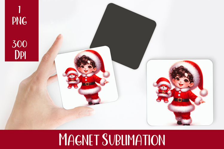 Magnet Sublimation Square| Baby Christmas png design