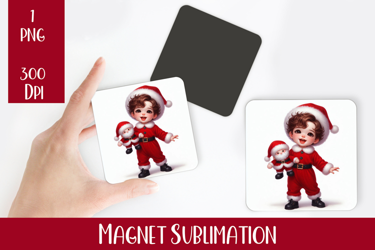 Magnet Sublimation Square| Baby Christmas png design