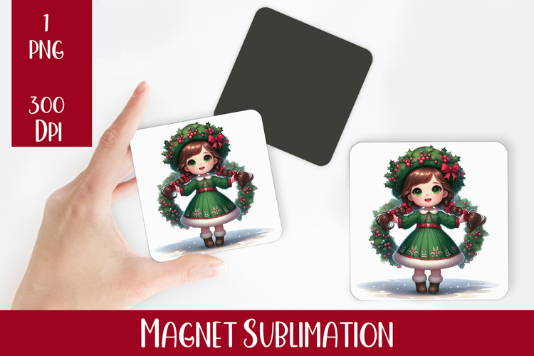 Magnet Sublimation Square| Baby Christmas png design