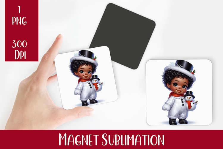 Magnet Sublimation Square| Baby Christmas png design