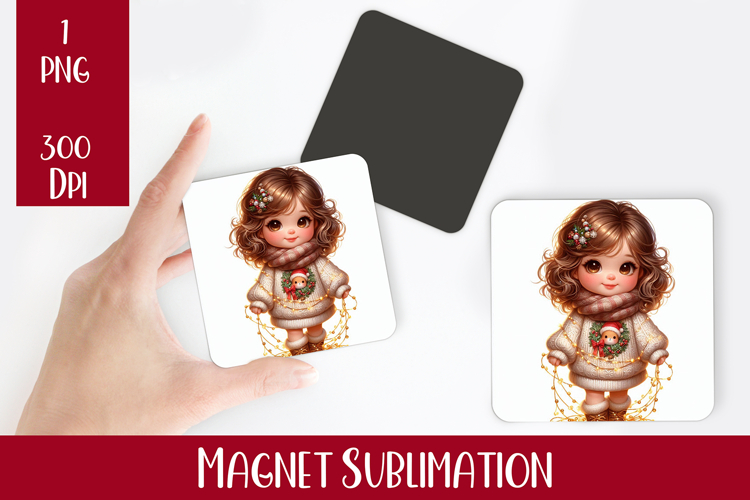 Magnet Sublimation Square| Baby Christmas png design