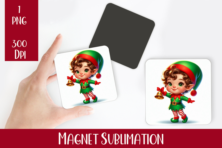 Magnet Sublimation Square| Baby Christmas png design