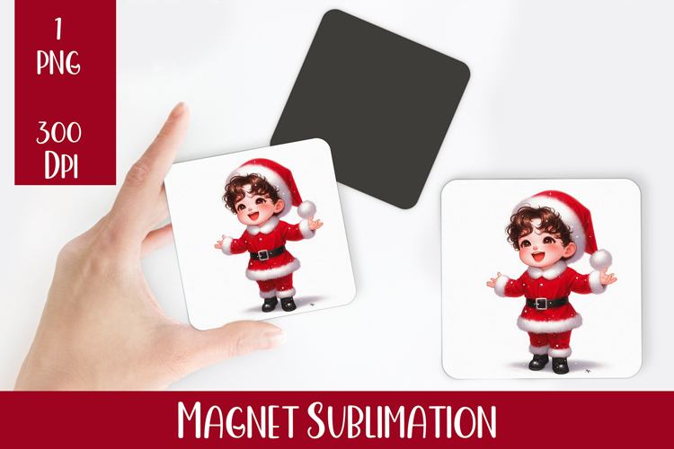 Magnet Sublimation Square| Baby Christmas png design