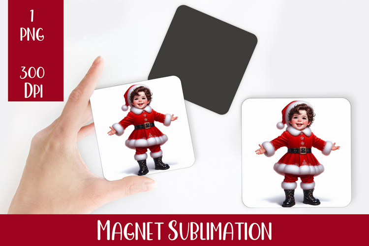 Magnet Sublimation Square| Baby Christmas png design