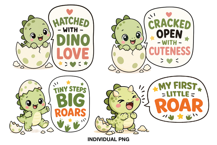 Baby Dinosaur PNG for Kids Shirts and Baby Bodysuits