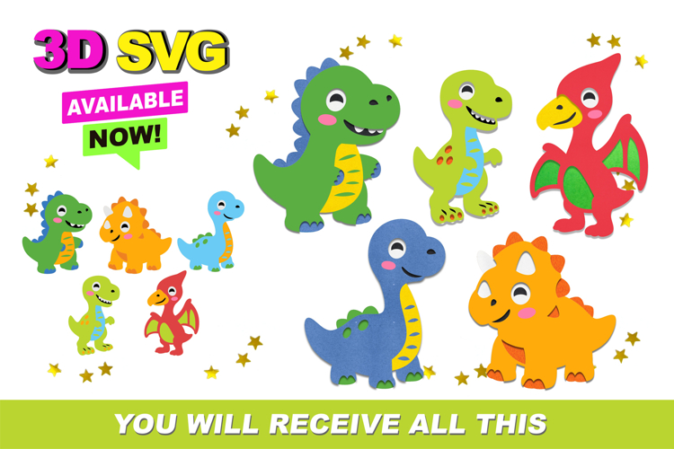 Baby dinosaur Elements 3D SVG