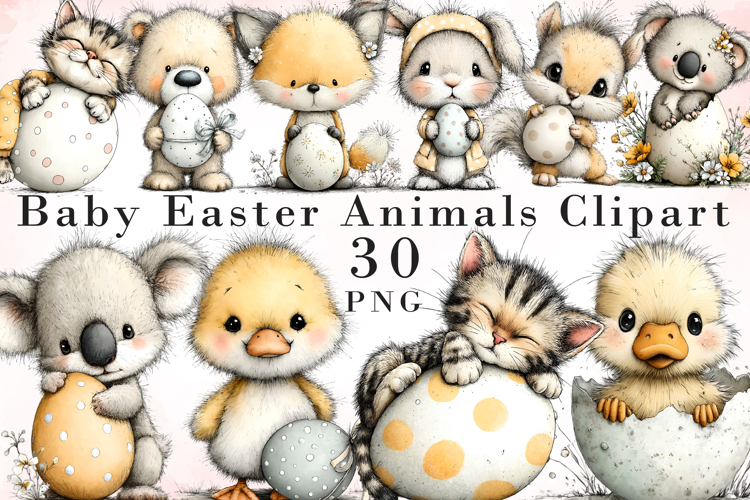 Baby Easter Animals Clipart, Easter Sublimation Png