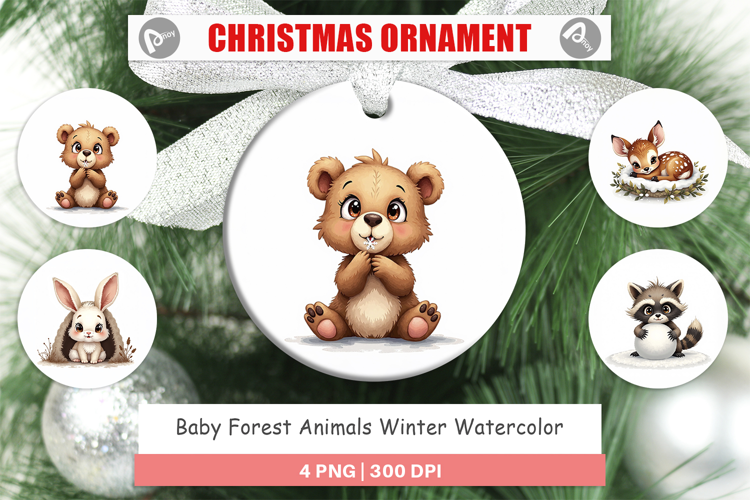 Baby Forest Animals Winter Ornament