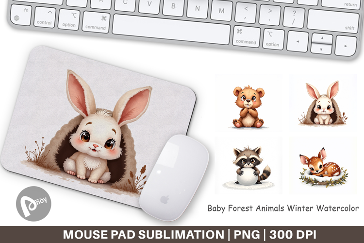 Baby Forest Animals Winter Mouse Pad